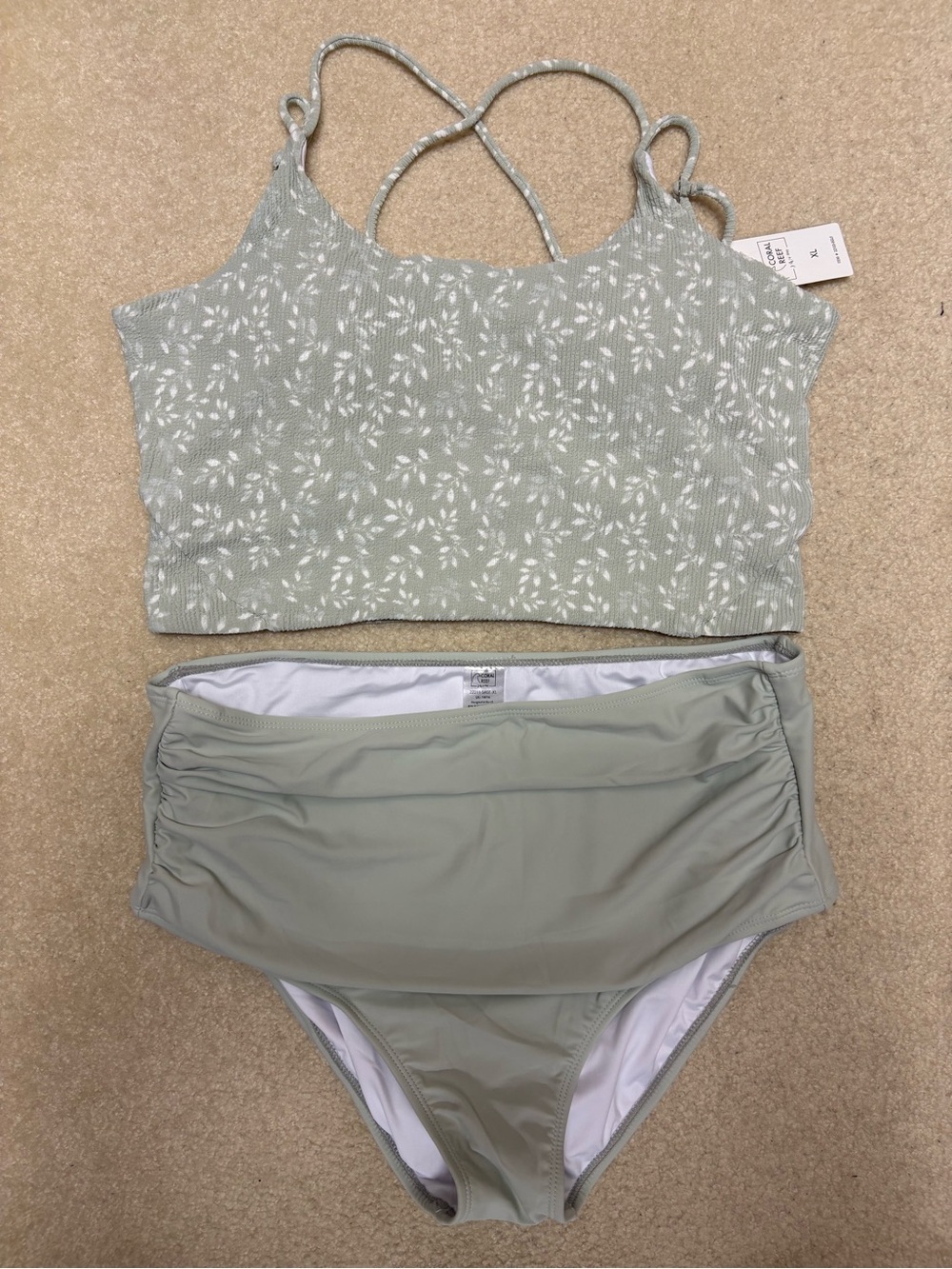 Women’s Two-Piece High-Waist Swim Set in Sage